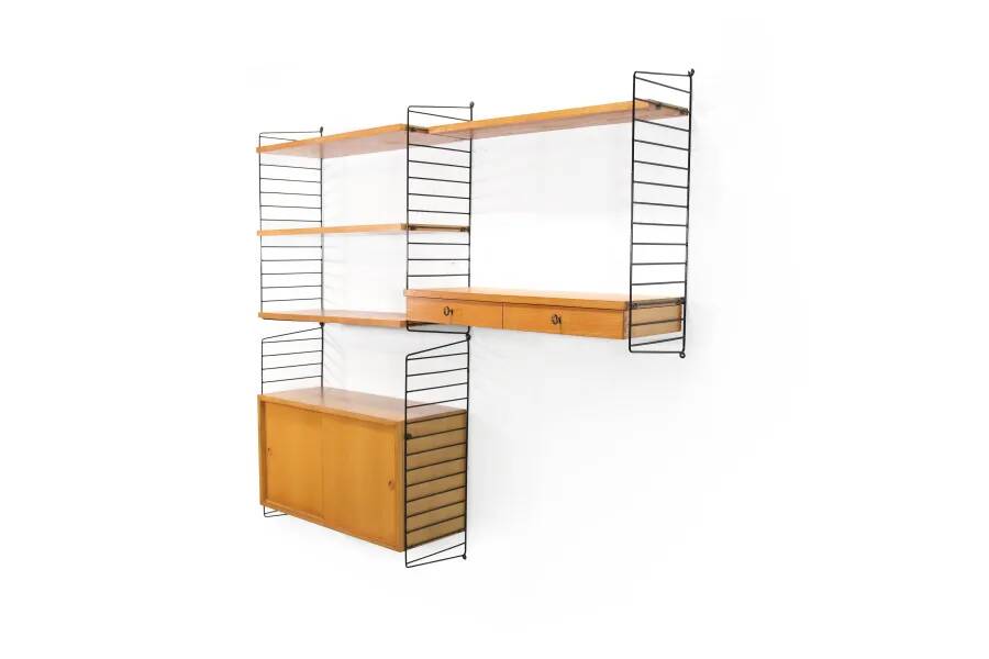 Vintage Nisse Strinning wall system in ash wood