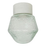 Vintage white porcelain ceiling light with frosted glass , 1970s