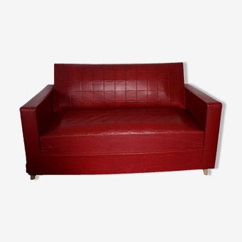 Canapé convertible vintage rouge