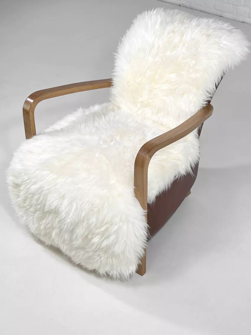 Scandinavian style armchair in leather and hide