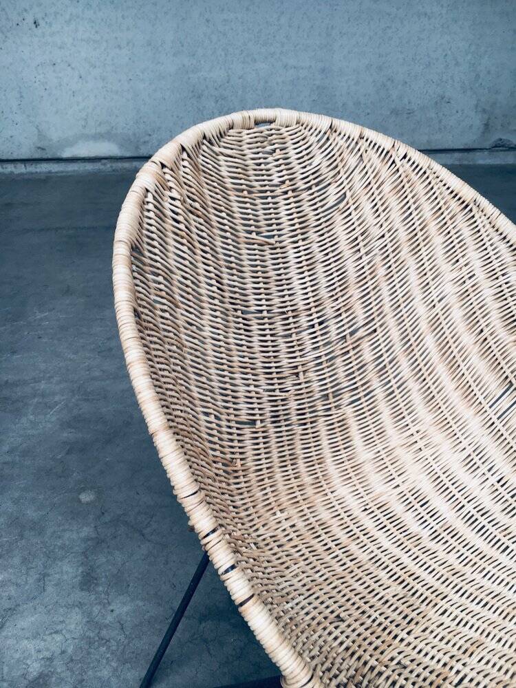 Mid-Century Modern Design Egg Basket Wicker Chairs, Italy, 1950s, Set of 3