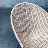 Mid-Century Modern Design Egg Basket Wicker Chairs, Italy, 1950s, Set of 3