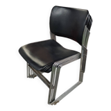 Lot of 6 black metal visitor chairs by David Rowland.