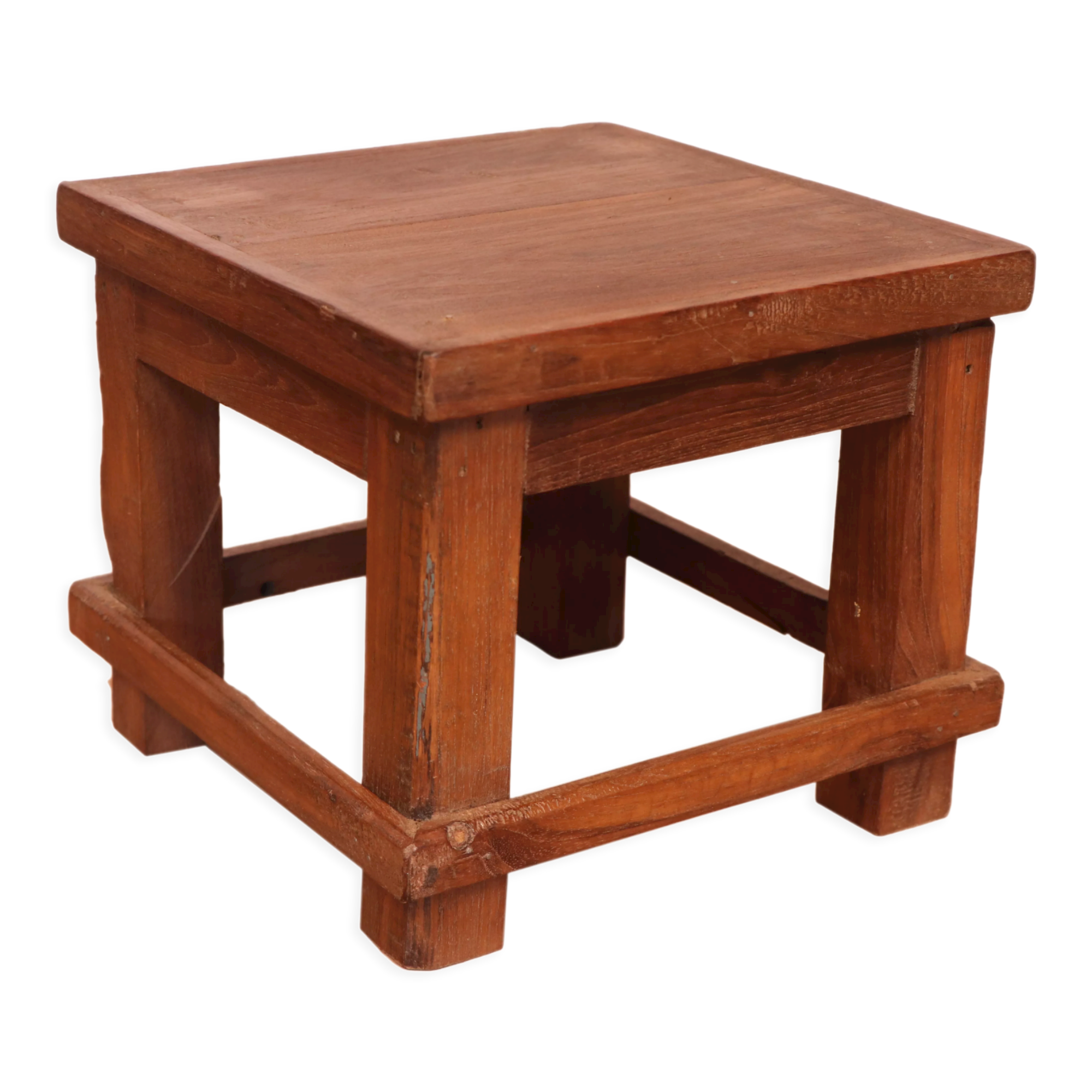 Old small Burmese teak workshop bedside table