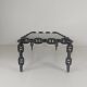 Vintage brutalist black iron chain link coffee table with original smoked glass, 70s
