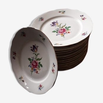 Série de 14 assiettes plates porcelaine allemande Bavaria