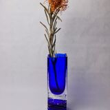 Vase sommerso by Petr hora, blue glass, Czech Republic, 1970