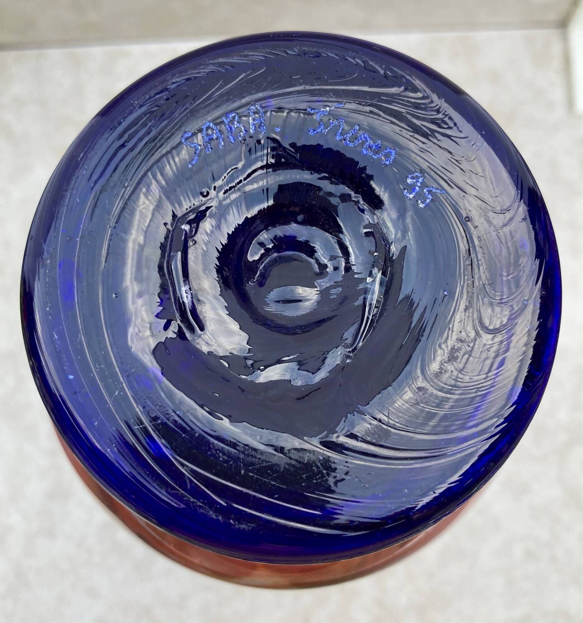 vase - glass paste - signed SABA FRÈRES - BIOT - dated No. 95 - size XXXL