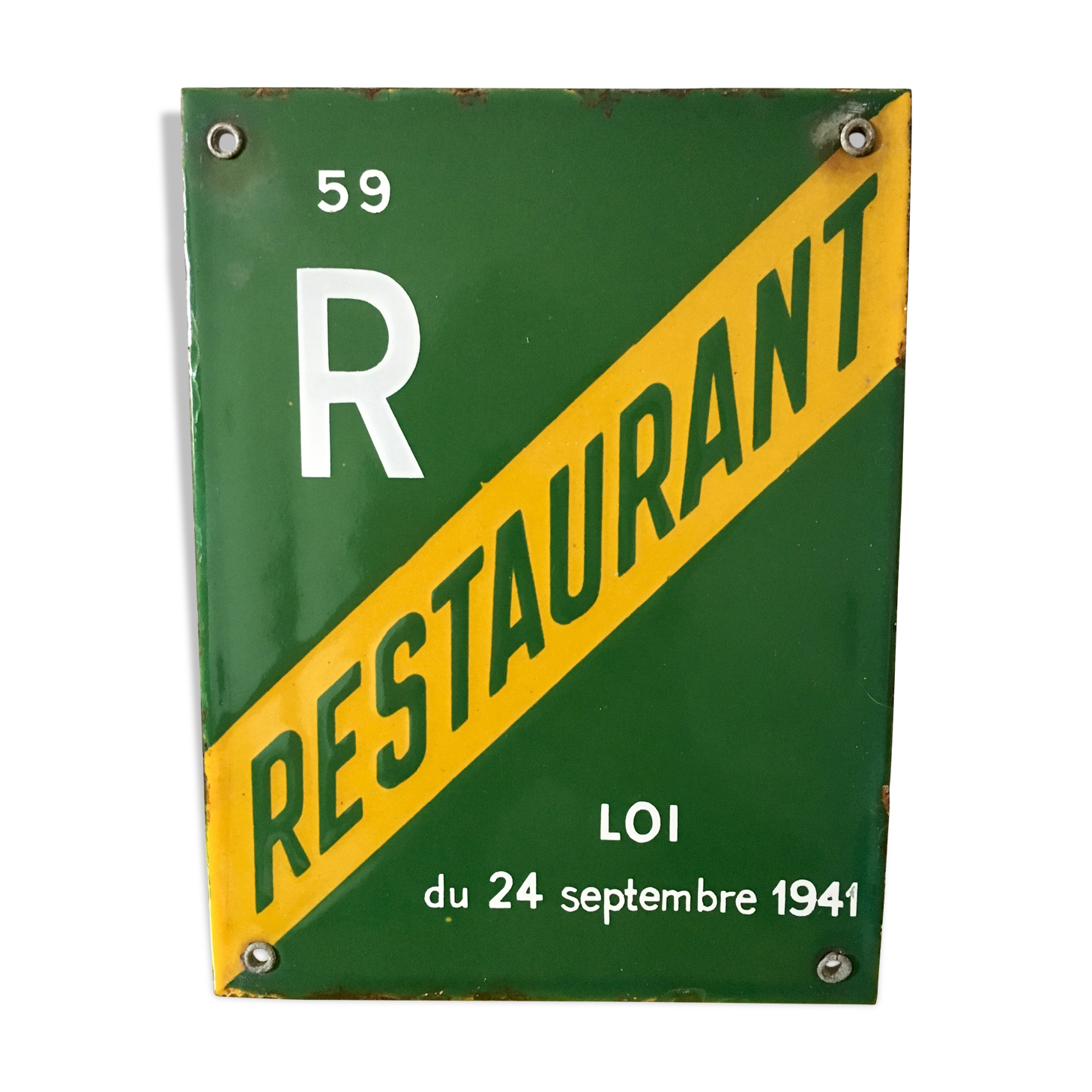Enamelled plate license restaurant law of 1941