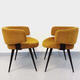 Paire de fauteuils italiens vintage en velours et métal noir des années 60