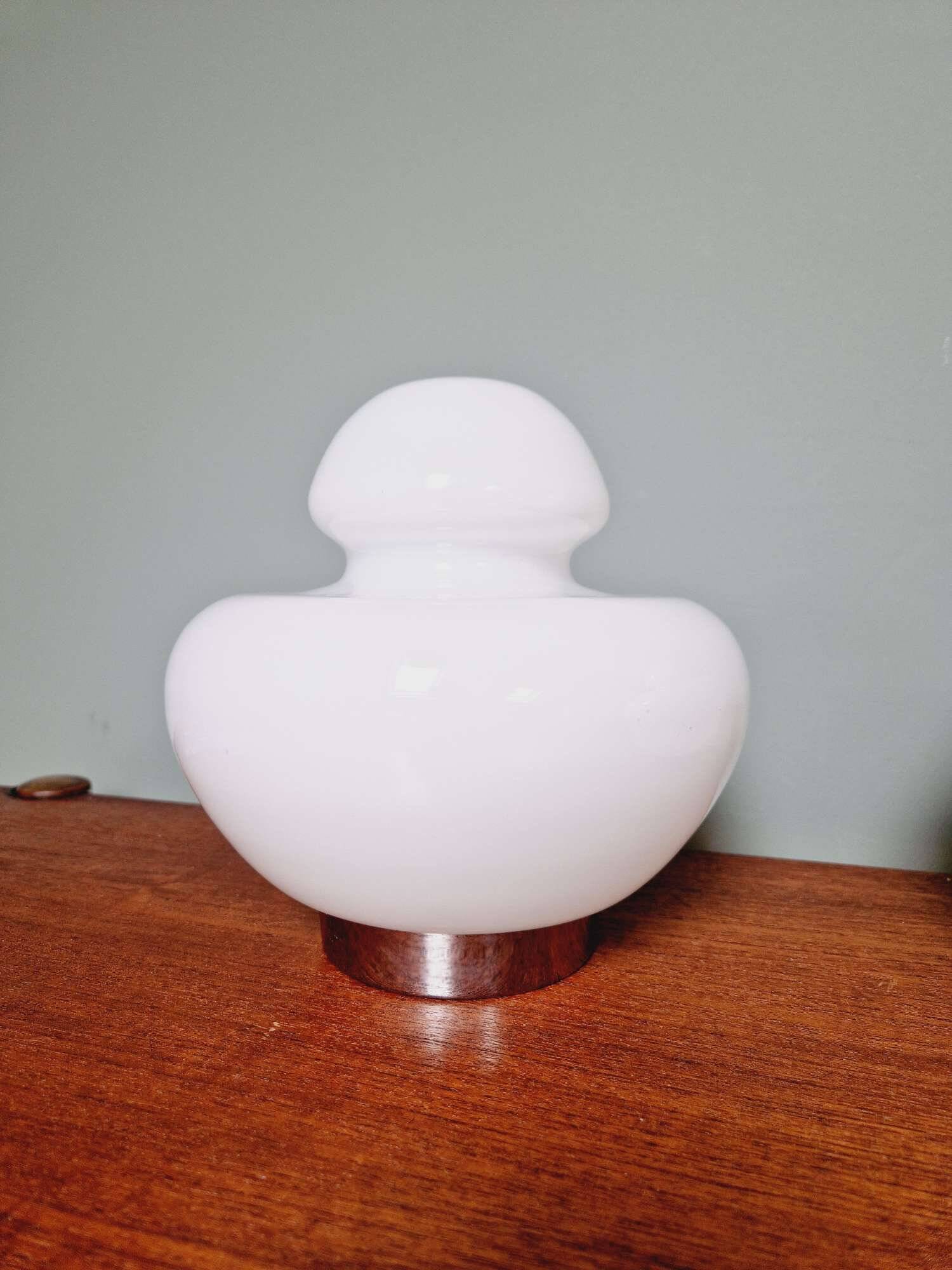 Space Age table lamp in white opaline, 1970s