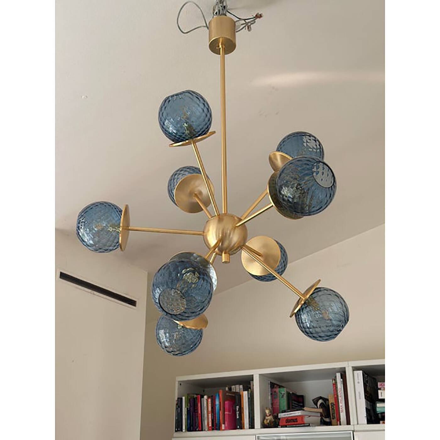 Italian Chandelier Sputnik in Glass Blue "Balloton"