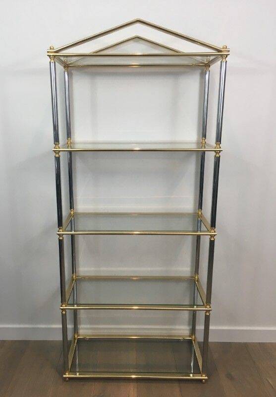 Neoclassical shelf with silver gunmetal patina and gilt metal