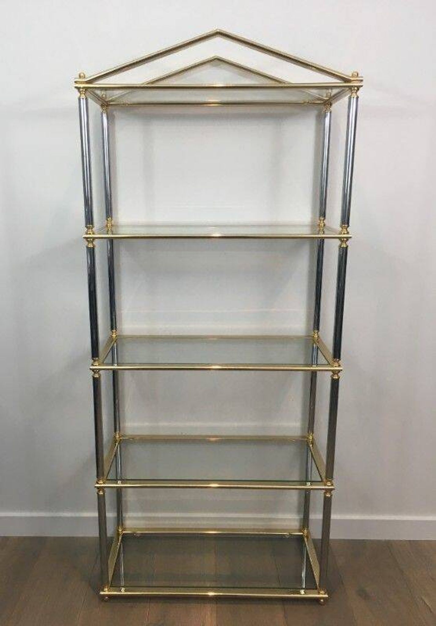 Neoclassical shelf with silver gunmetal patina and gilt metal