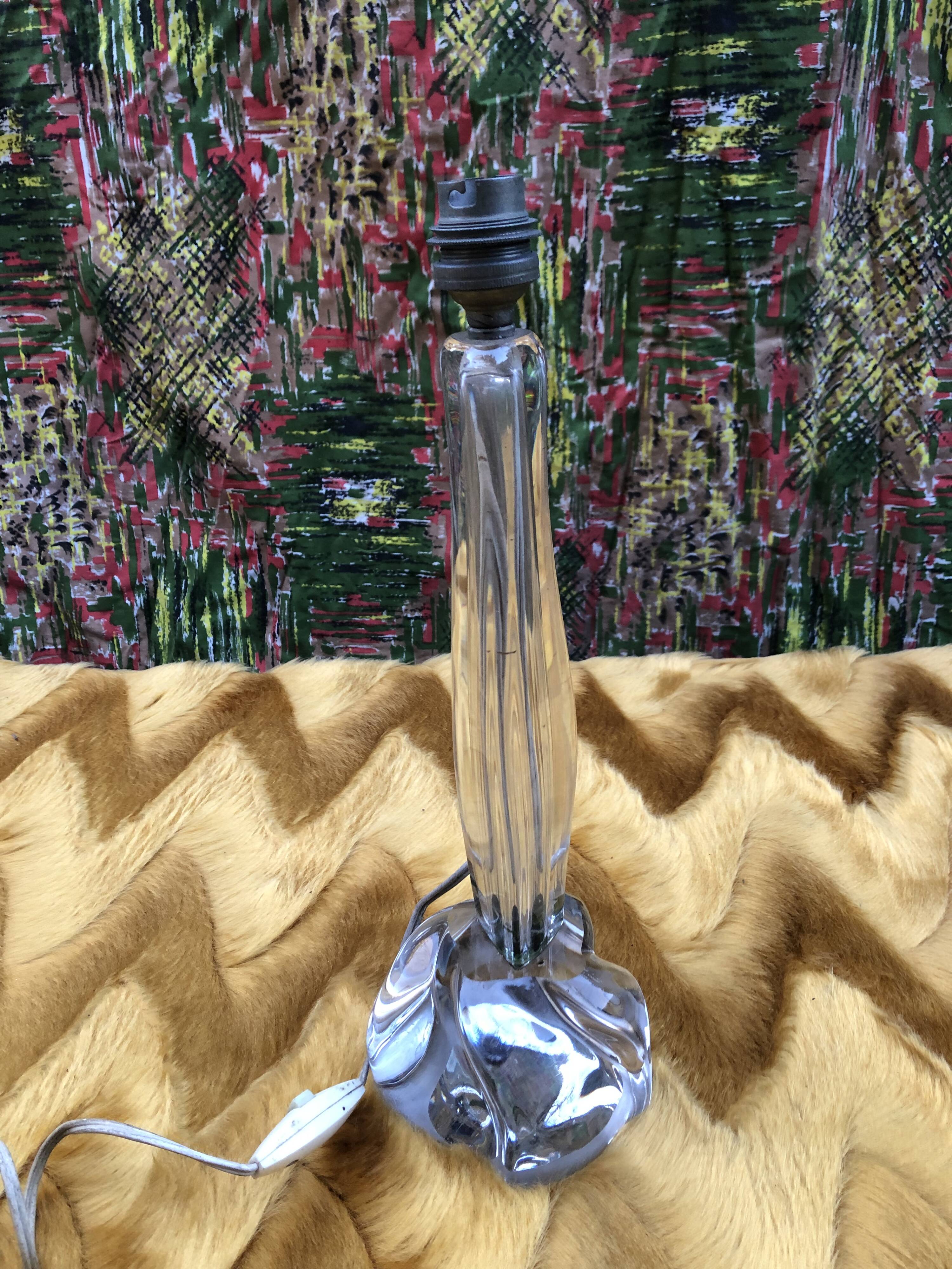 Daum Crystal Lamp Base France 1950s