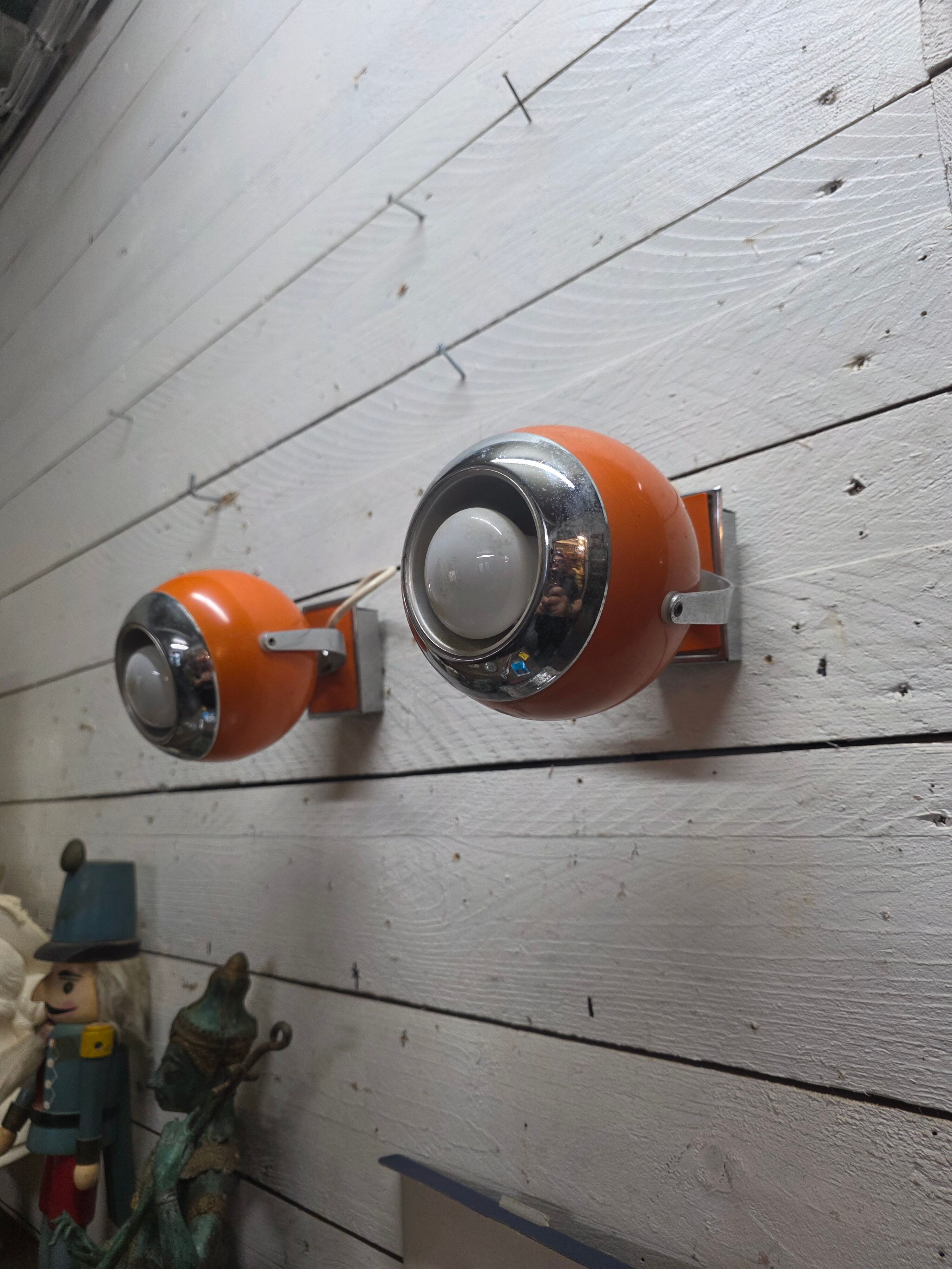 Pair of vintage 70s eyeball wall lights.