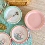 6 powder pink Italian iron earthenware plates