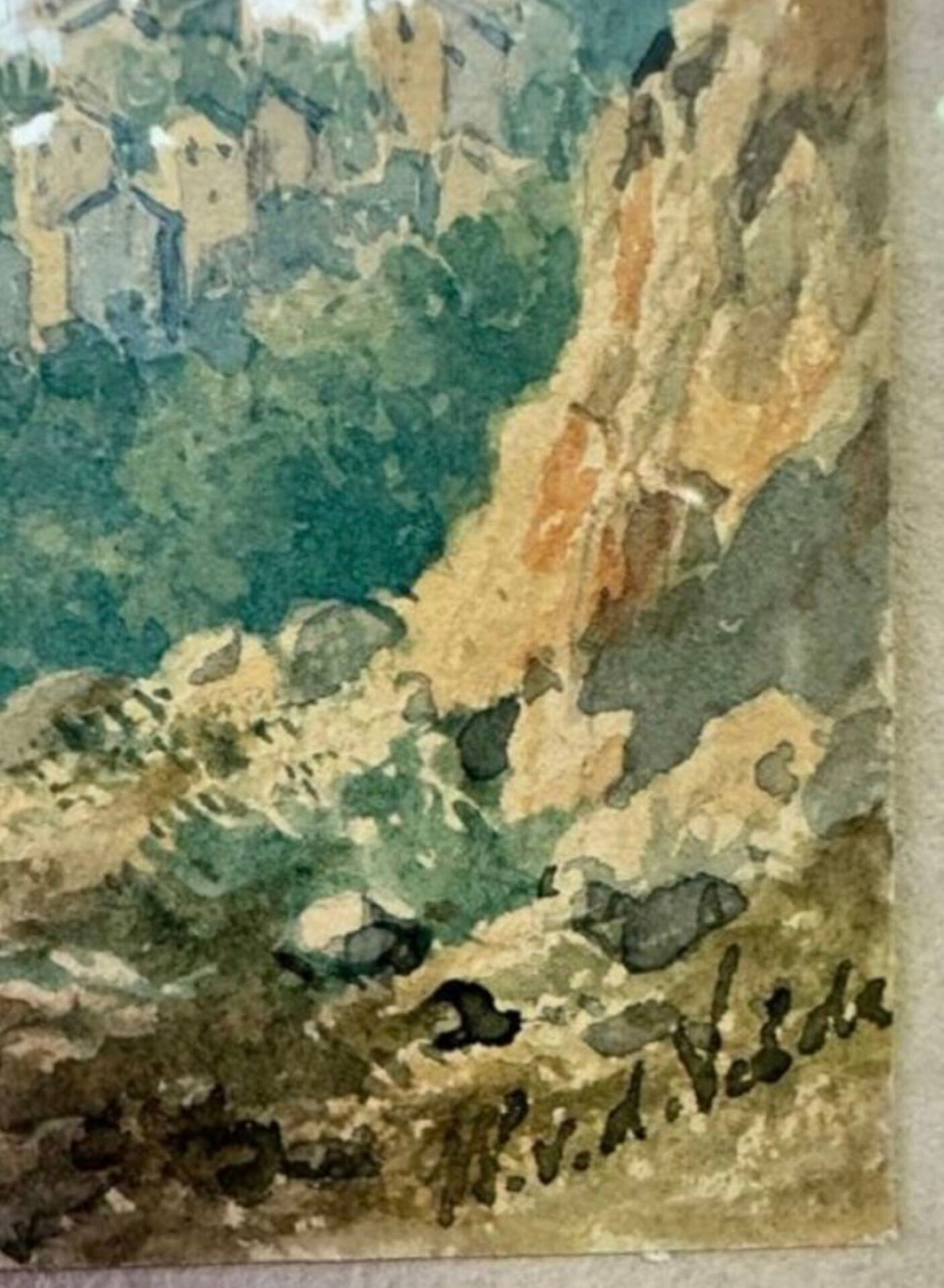 Watercolour C.W. M. Van de Velde Mediterranean coast near Cannes