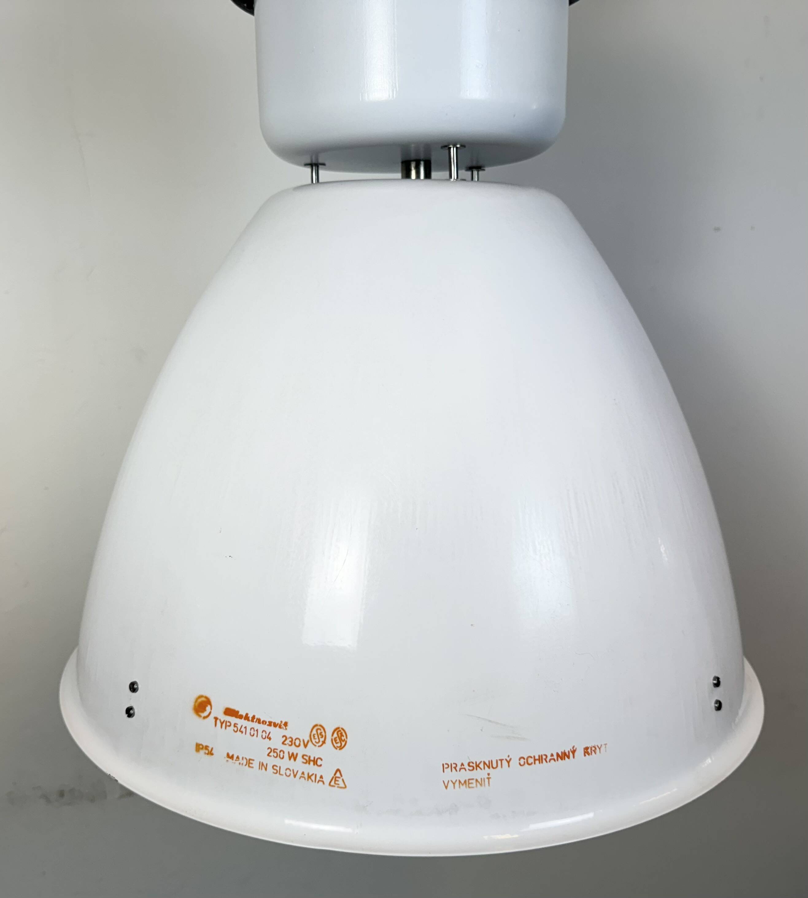 Large White Enamel Industrial Factory Lamp from Elektrosvit, 1990s
