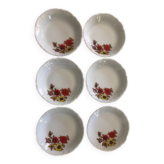 Set of 6 Chauvigny porcelain cups France