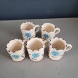 Set of 5 glazed ceramic coffee mugs