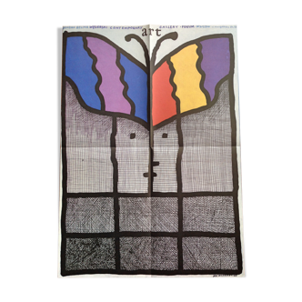 Original Polish exhibition poster by Jan Mlodozeniec "Contemporary Art Gallery Forum Warsaw", 1980