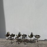 10 stainless steel cups signed Rémy Letang