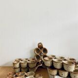 Set of 6 egg dishes in ancient pyrite stoneware
