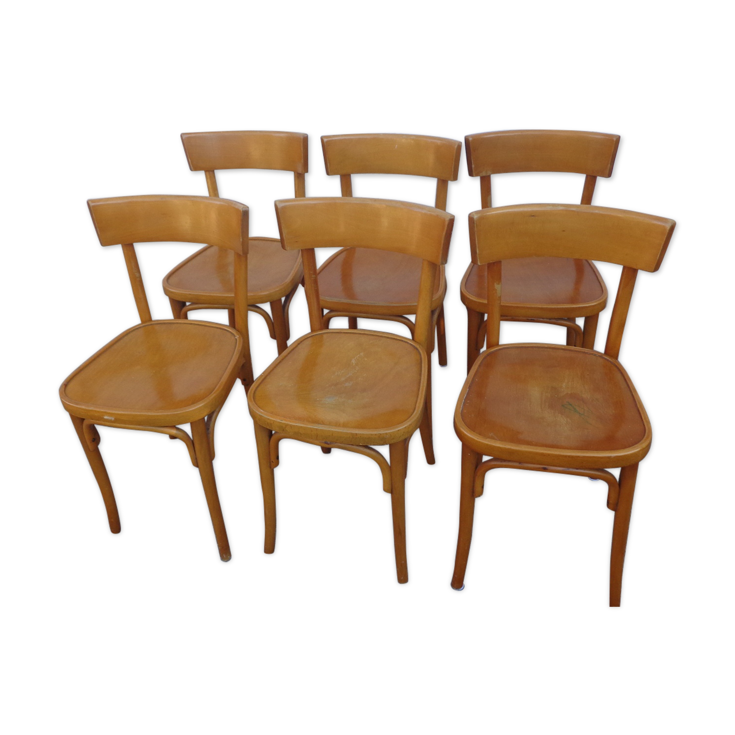 Set of 6 varnished bistro chairs