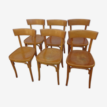 Set of 6 varnished bistro chairs