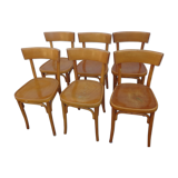 Set of 6 varnished bistro chairs