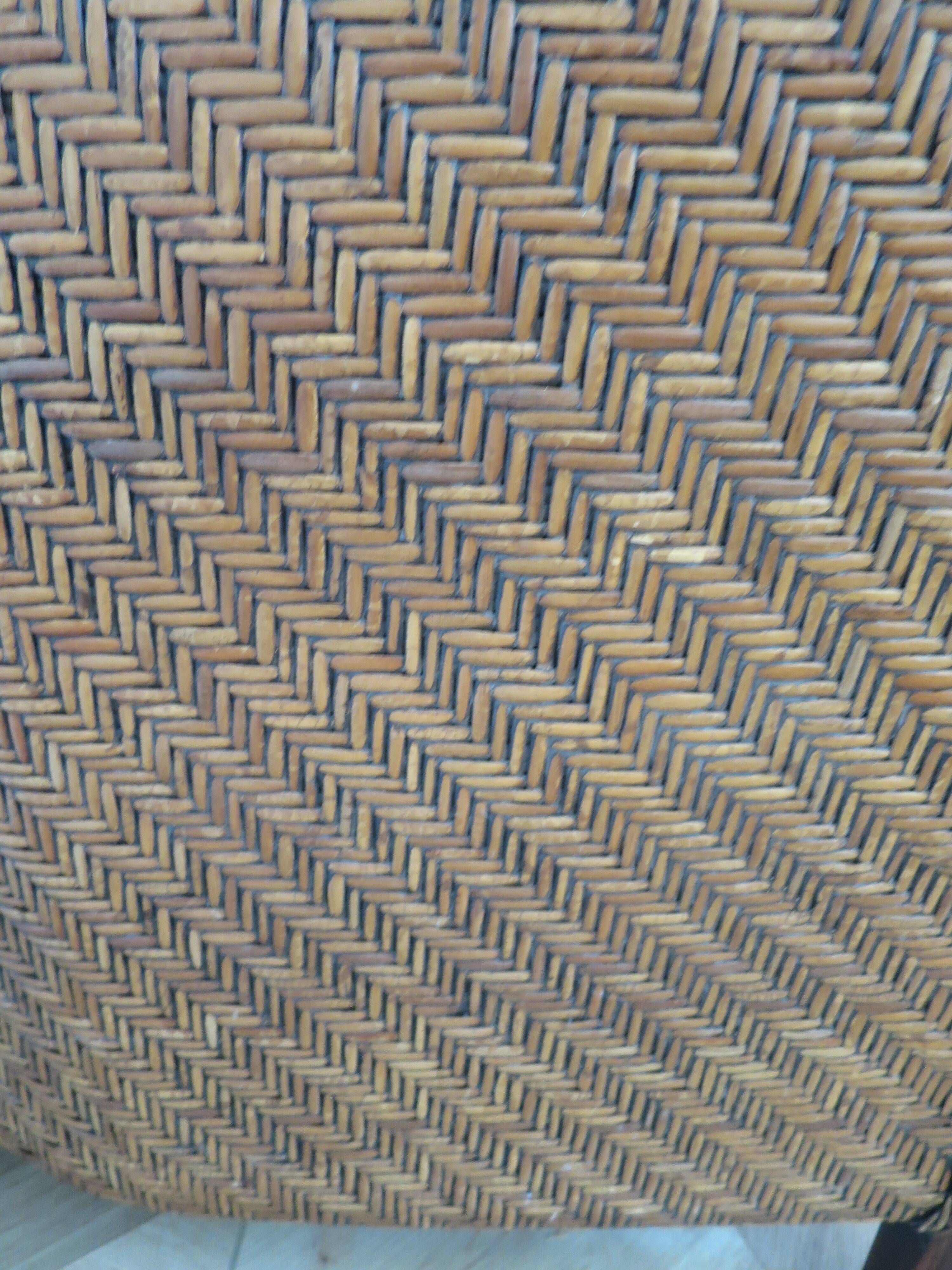 Colonial style armchair - woven rattan and exotic wood - vintage