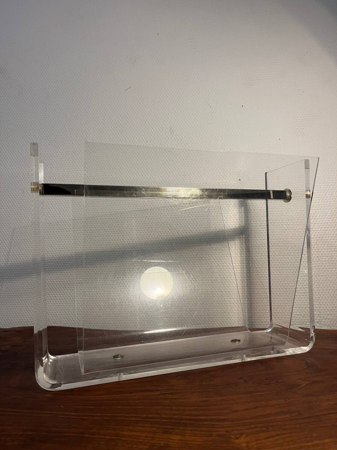 Plexiglas magazine rack by David Lange