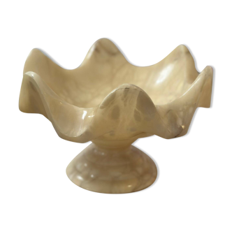 Superb empty pocket cup in white alabaster marble Vintage Italy 1960s