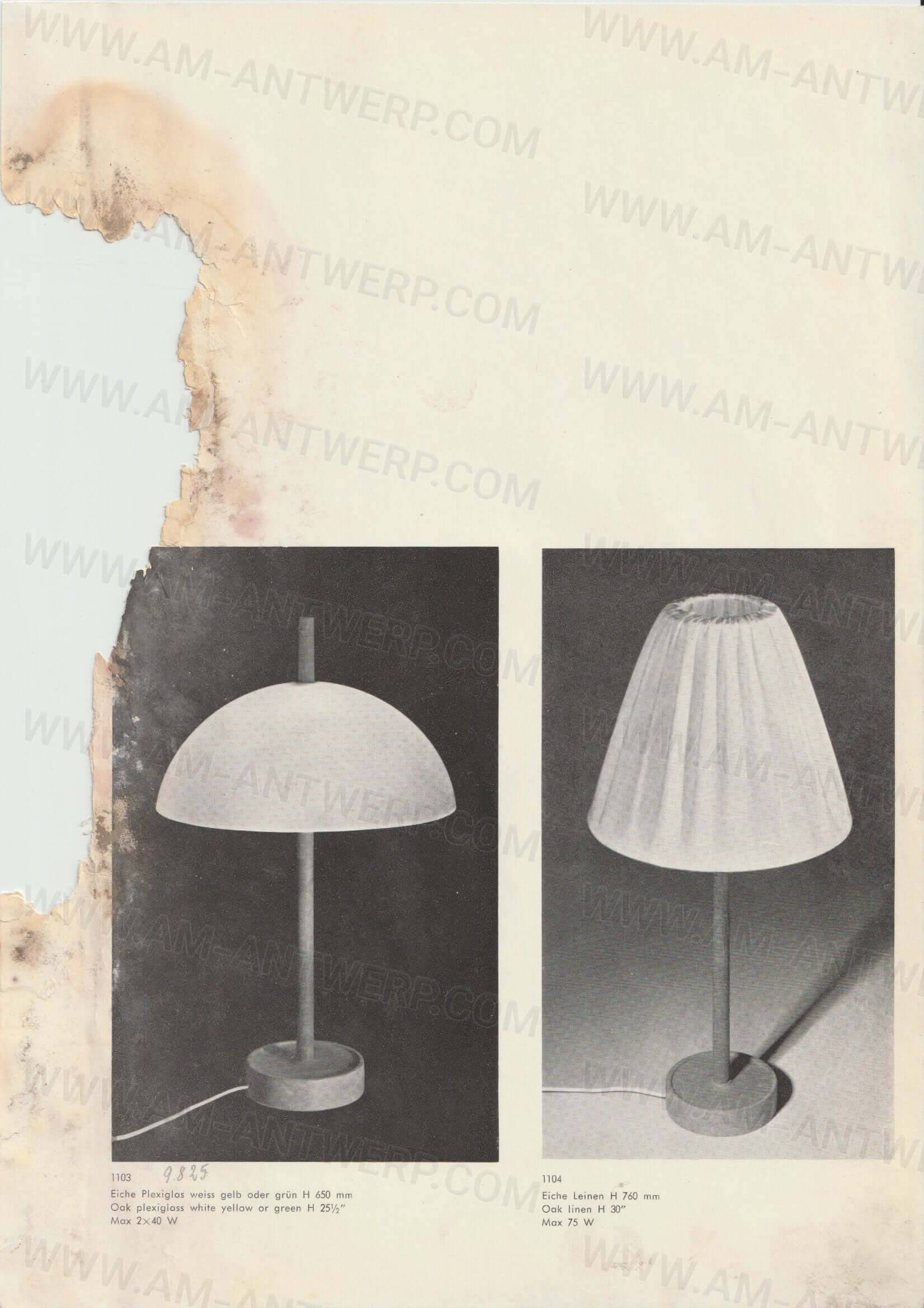 Oak Table Lamp model no. 1103 by Luxus