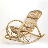 Rohe Noordwolde, rocking chair en rotin des années 60-70.