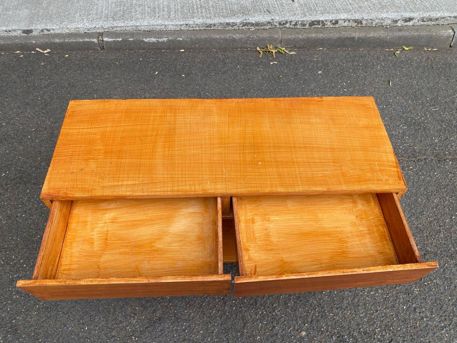 Vintage Low TV Unit Console with 2 Drawers and Niche in Scandinavian Style