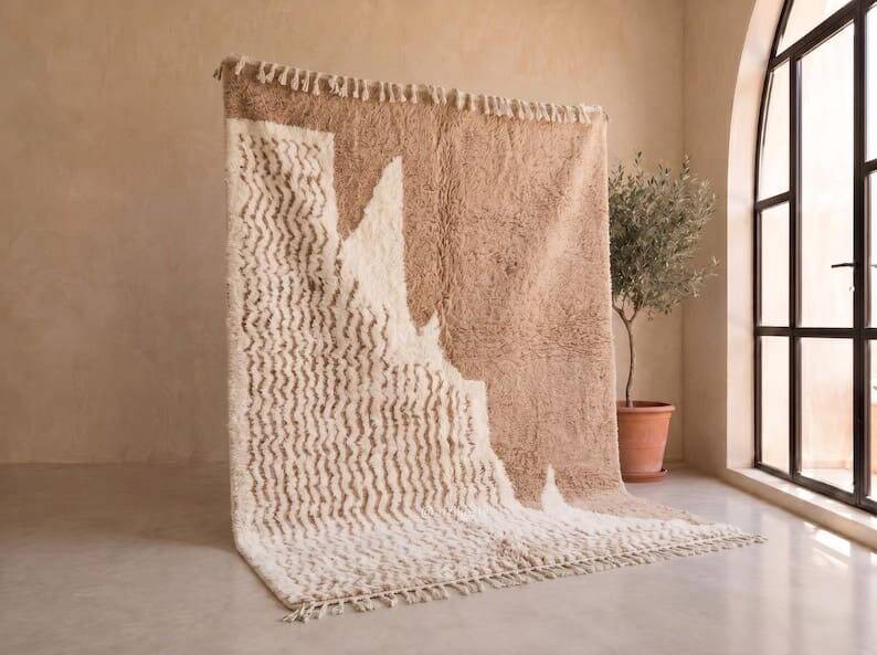 Traditional handmade natural wool rug 2/3 m