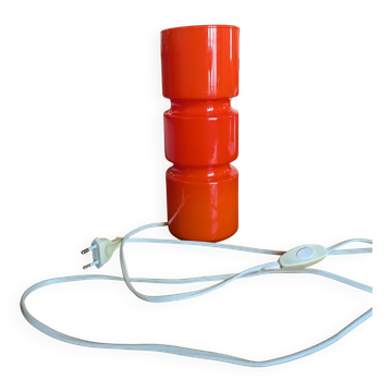 Table lamp in orange opaline, space age 70s.
