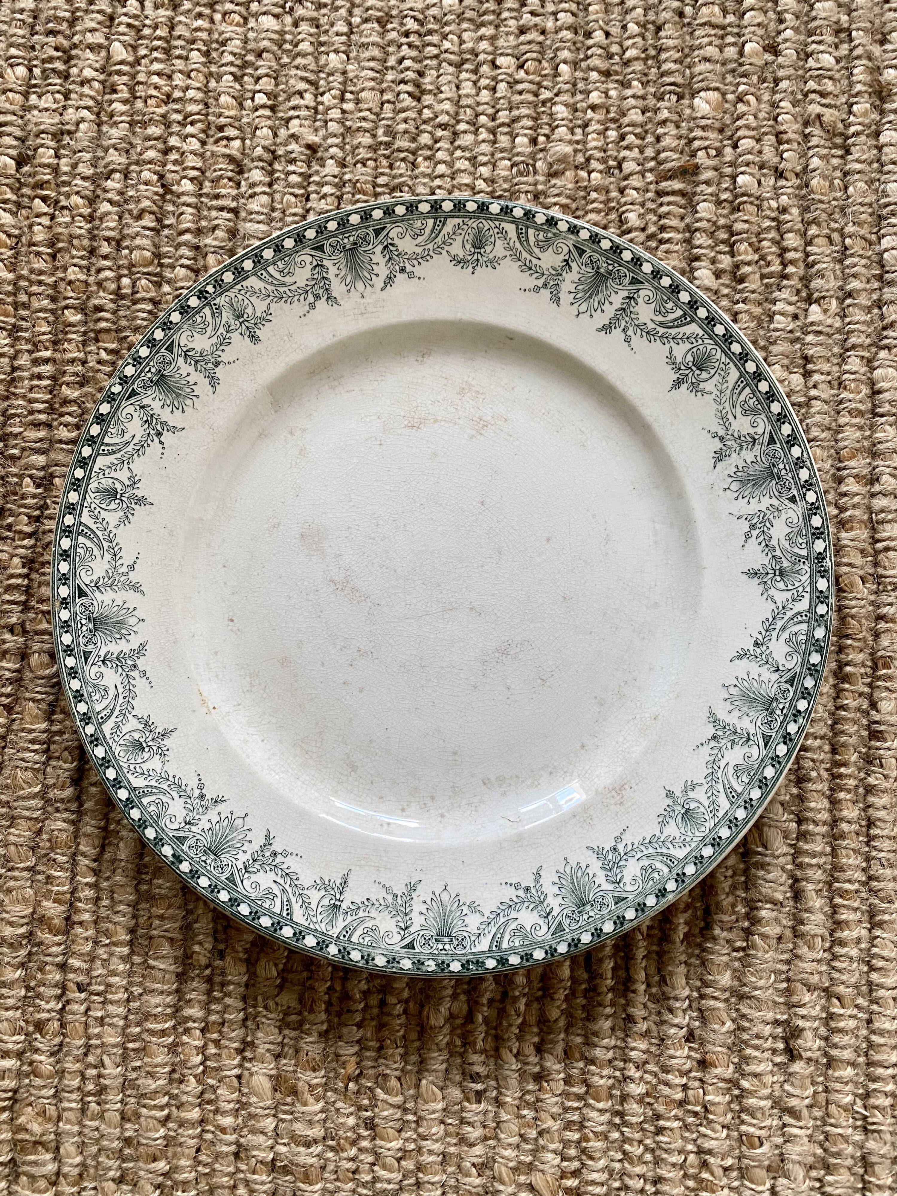 Old earthenware dish Moulin des loups and Hamage
