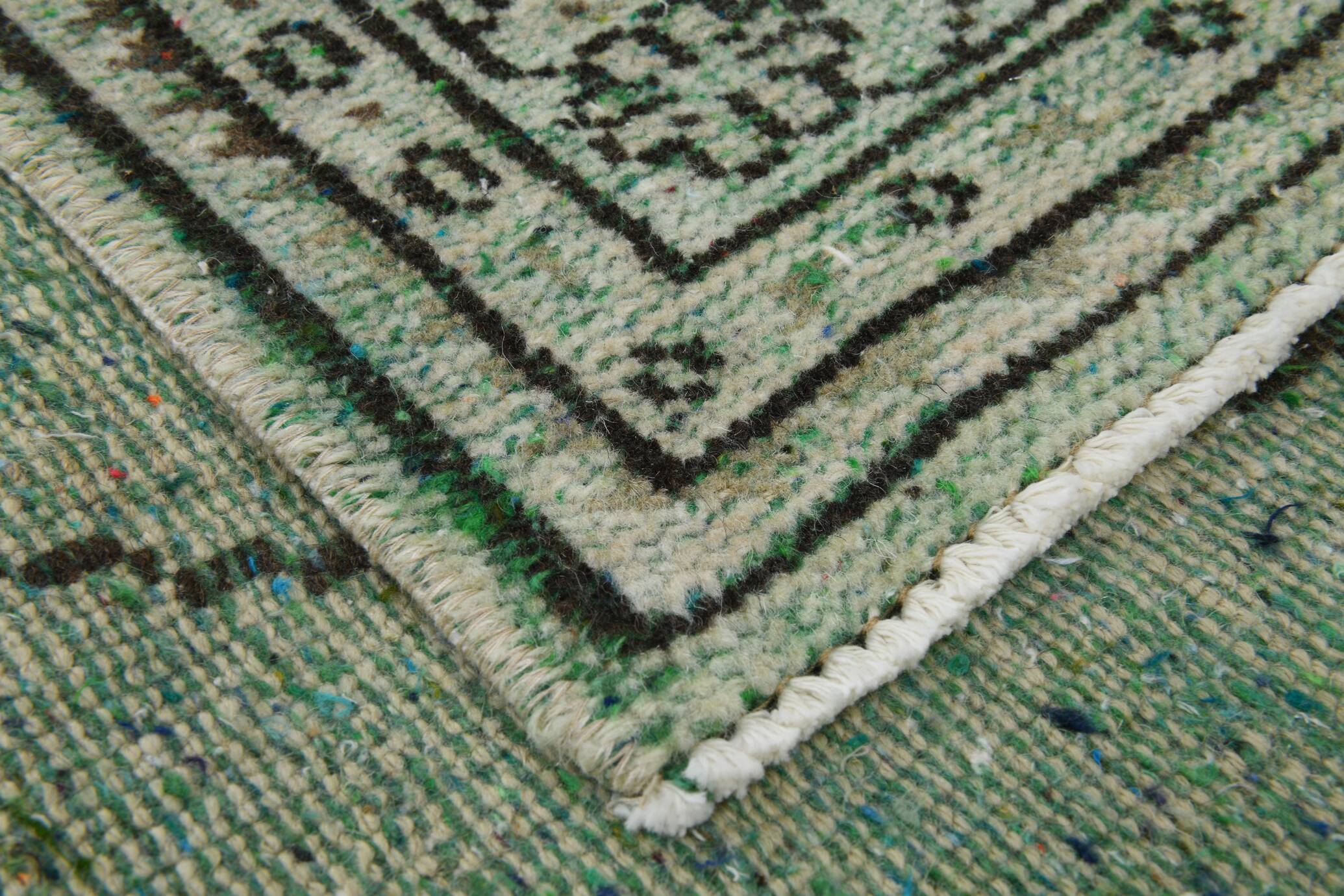 4x9 Rug For Living Room Green Oriental Turkish Vintage Rug, 135x270Cm