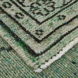 4x9 Rug For Living Room Green Oriental Turkish Vintage Rug, 135x270Cm
