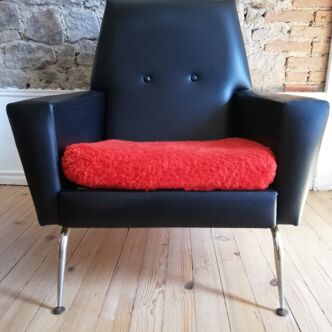 Black skai chair from the 1960s