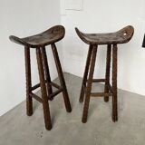 Pair of brutalist high stools