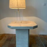 High table or pedestal table in travertine