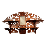 Wall shelf in carved wood and mirror – Art Nouveau style