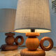 Pair of Scandinavian wooden lamps 60s-70s