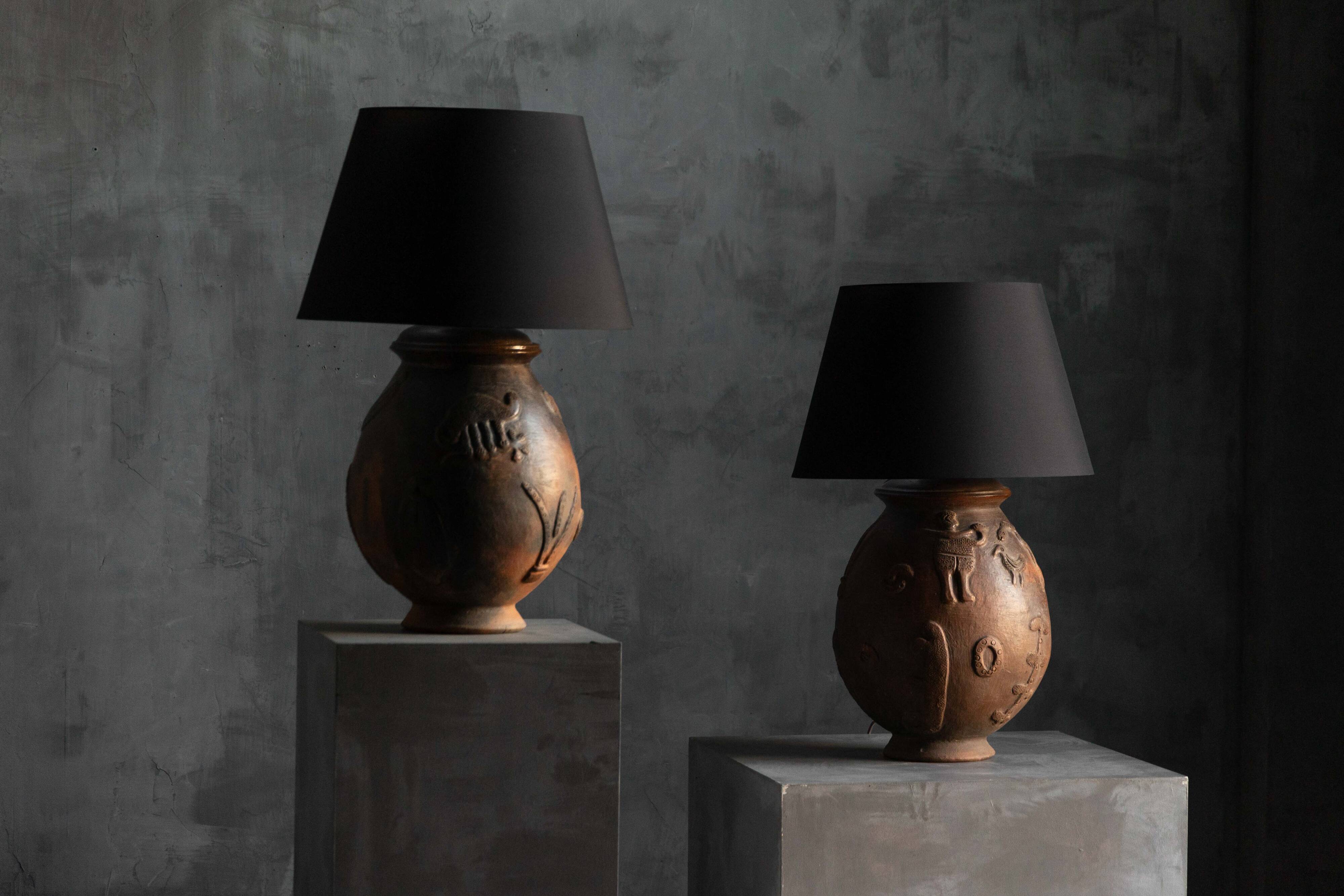 Handcrafted ceramic table lamps, France, 20th century
