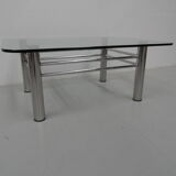 Table basse chromée avec verre années 1970
