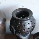 Set of 3 vintage brown and black pottery